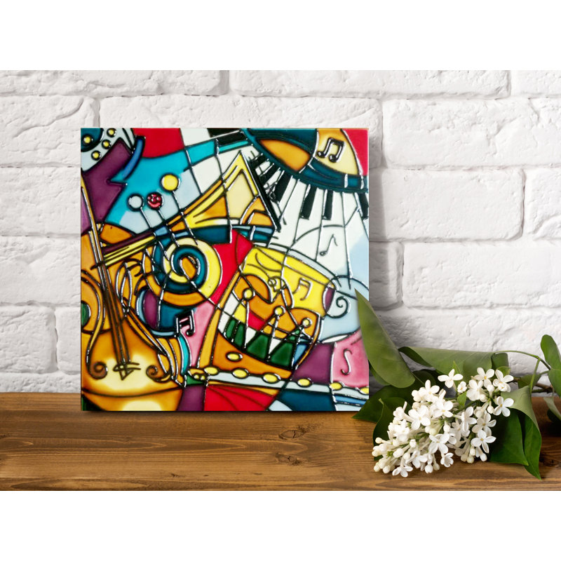 Vibrant Multicolor Musical Ceramic Art Tile Wall Décor
