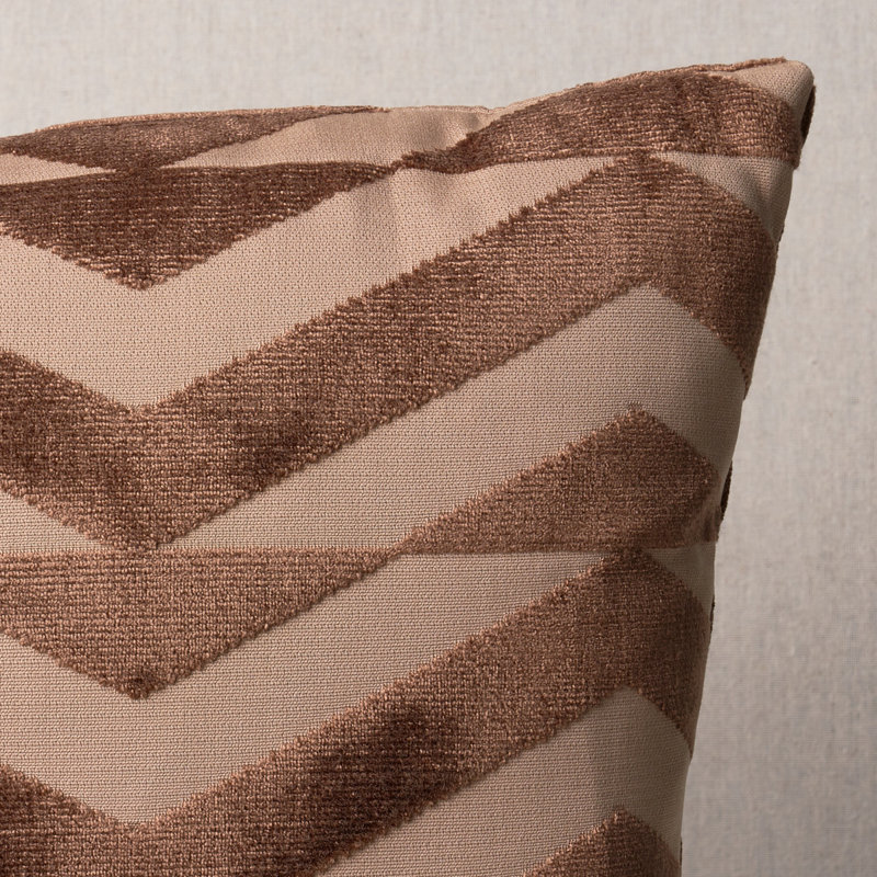 Schumacher x Miles Redd Broken Chevron Pillow, Olive/Khaki, 14'' x 14''
