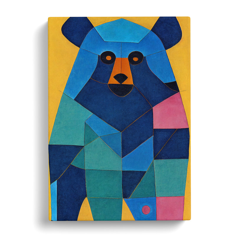 Geometric Bear No.4 Abstract - Wall Art, 76cm H x 50cm W x 3cm D, Wrapped Canvas