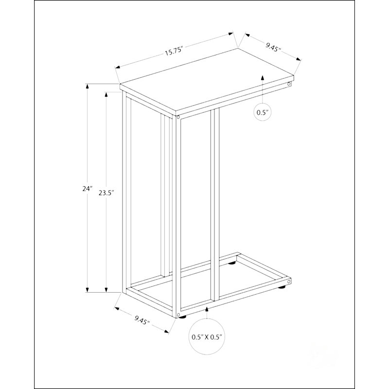 Table d'appoint en forme de C