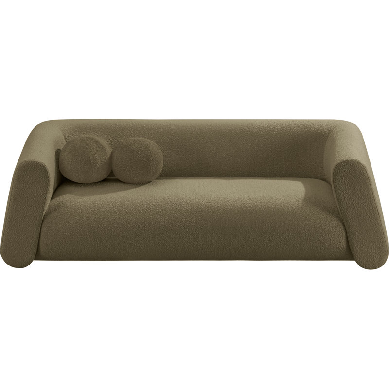 Khyryn Upholstered 91'' Sofa, Olive Boucle Fabric