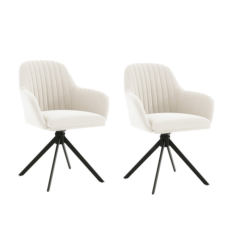 Velvet Upholstered Side Chair, White, 1, White