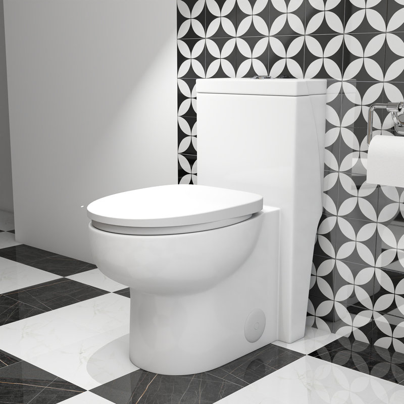 Toilette siphonique allongée une pièce brute 12 po, double chasse 1,1 / 1,6 GPF, céramique blanche