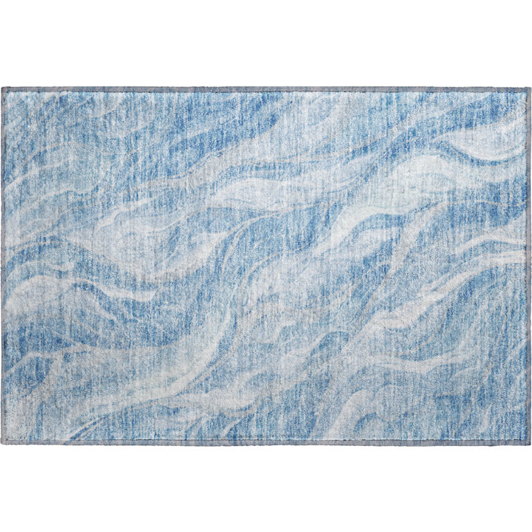 Premium Machine Washable Prisco Blue Rug