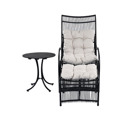 Ensemble de mobilier d'extérieur en osier 3 pièces avec méridienne