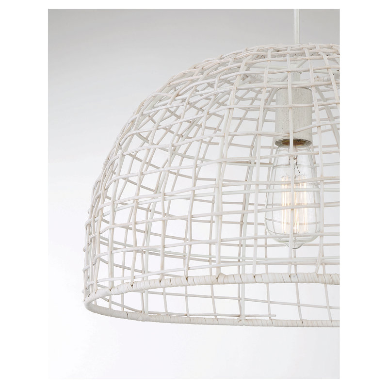 Stevie 1 - Light Single Dome Pendant in White, White, White