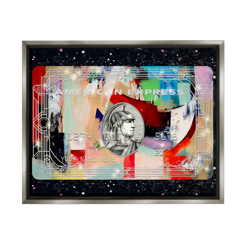 Carte de crédit Jarensky sur fond noir par Ziwei Li - Art textuel, Cadre flottant gris lustré, H 25 po x l 31 po