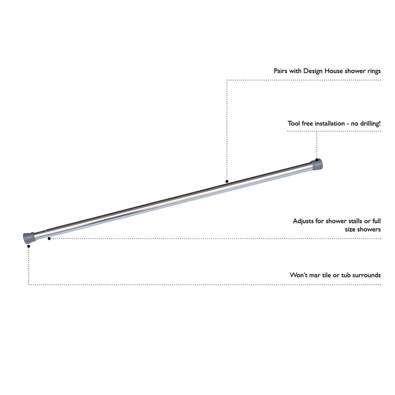 Cream Adjustable Steel Tension Shower Curtain Rod