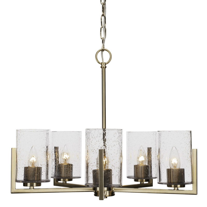 Lustre 5 lumières Atlas, Bulle transparente, Noir mat