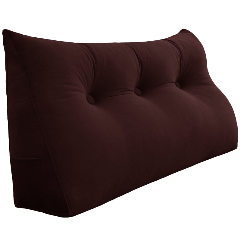 Support de dossier triangulaire en velours, Lit simple, Cacao noisette