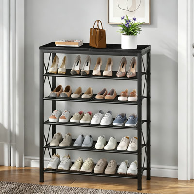 Range-chaussures pour le vestibule, range-chaussures à 6 niveaux avec tablettes en filet, range-chaussures en métal pour le garage, hauteur réglable et structure stable