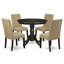 L'ensemble 5 pièces de table et chaises de cuisine comprend une table de salle à manger ronde avec piédestal et 4 chaises de salle à manger Parson en tissu brun, cappuccino-1847808058-1799340576-1799340577