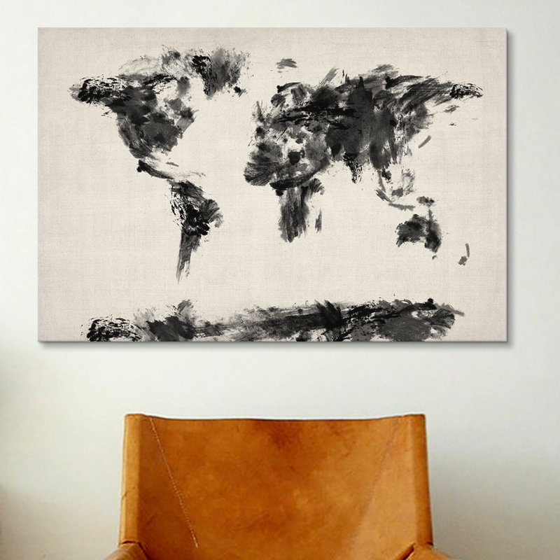« map of the world painting splashs » par michael tompsett, impression sur toile, H 8 po x l 12 po x P 0,75 po, Toile tendue