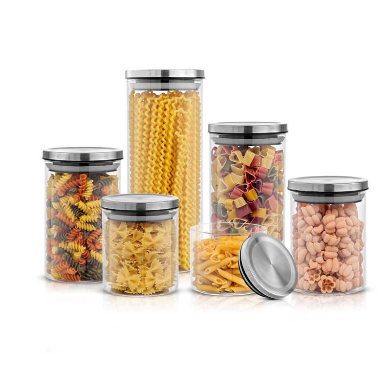 Ensemble de 6 pots de rangement en verre JoyJolt avec couvercles hermétiques