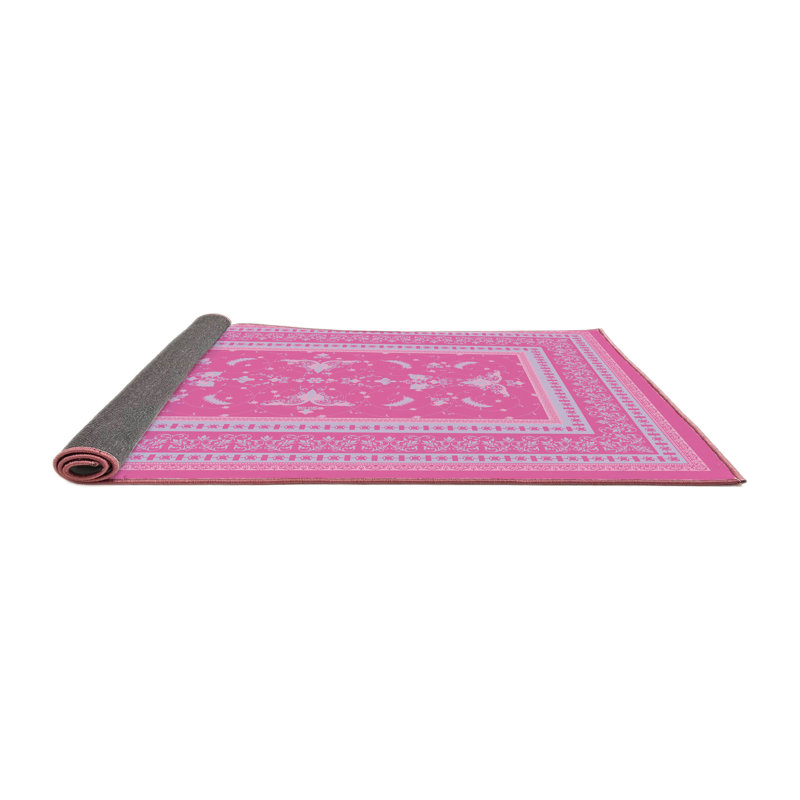 Tapis oriental en polyester tissé à la machine en rose, Rectangle 2 pi x 3 pi