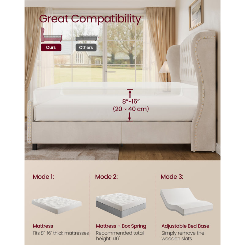 Rittman Upholstered Platform Bed Frame Size, Queen