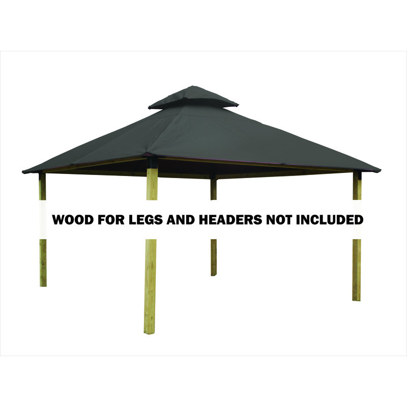 Roof Framing And Mounting 12 Ft. W x 12 Ft. D Solid Wood Gazebo, Taupe, 141.5" H x 144" W x 144" D