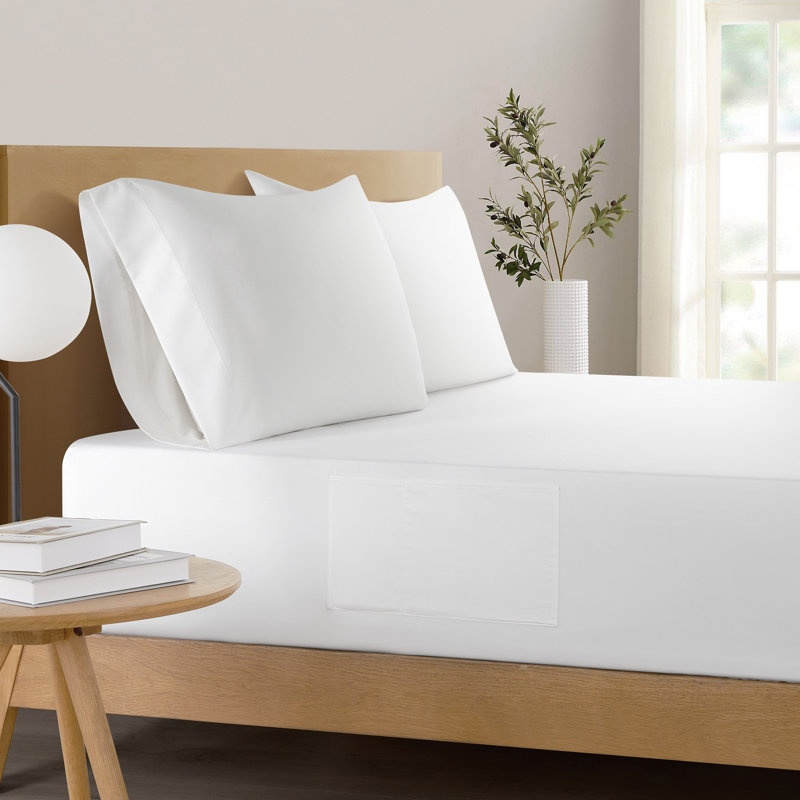 Drap-housse à double face avec housse Urban Lifestyle Tech, Ensemble de draps pour lit double avec 2 taies d'o, Blanc