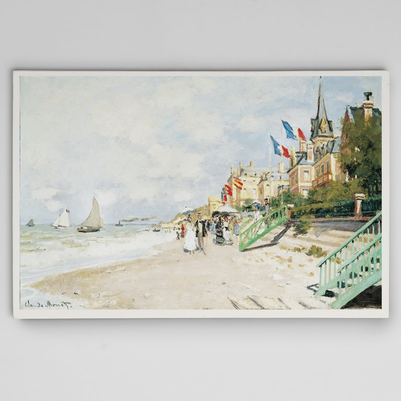 « plage-a-trouville » par claude monet, reproduction d’art sur toile tendue, H 18 po x l 27 po x P 1,5 po