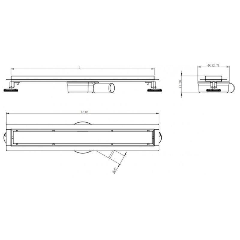 Callis Linear Grid Waste Shower Drain, 100cm H x 104cm W x 5.2cm D