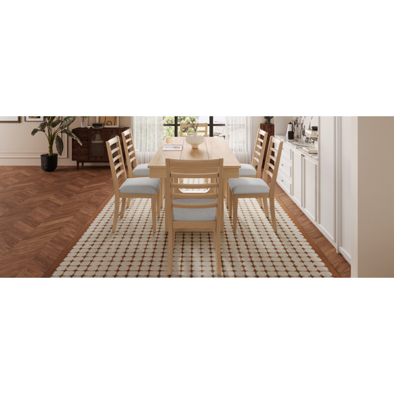 Ensemble de table de salle à manger extensible 7 pièces, table de ferme avec rallonge 18 ", table de cuisine rustique en bois 78" et chaises rembourrées 6 pièces, ensemble de table de salle à manger extensible, naturel et beige