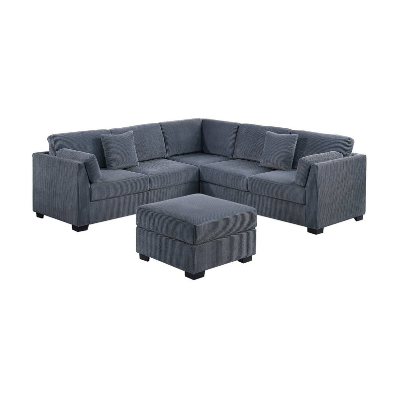 Ensemble de canapé modulaire 4 pièces L-Sectional RAF / LAF, Gris foncé