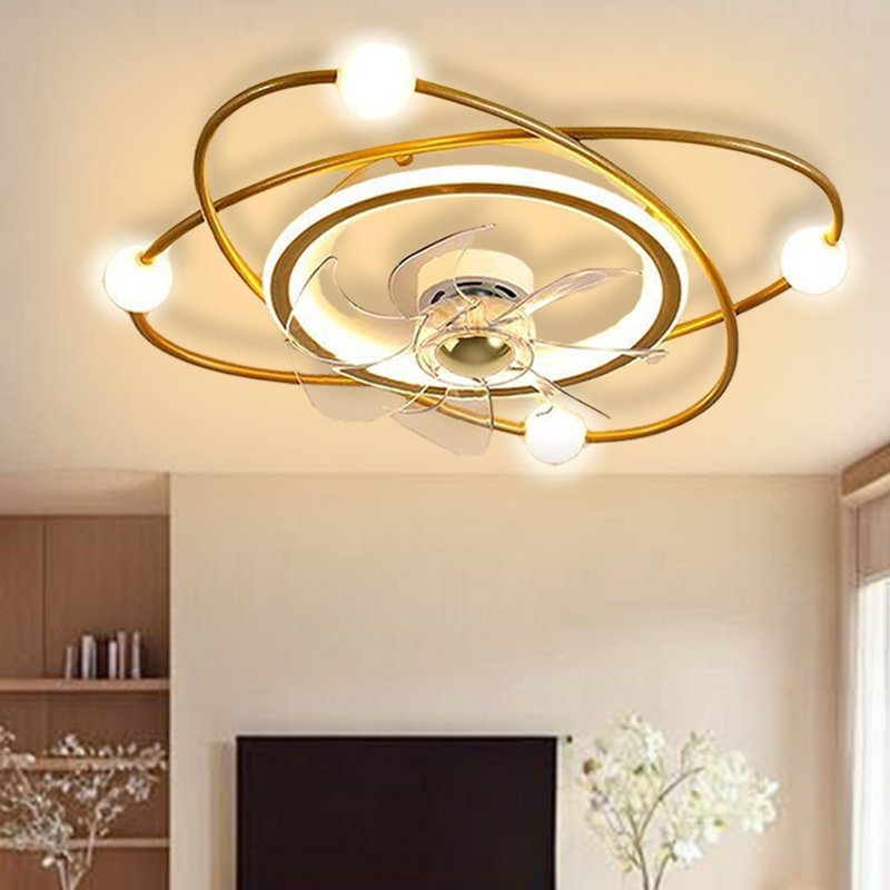 Modern ceiling fan with light, 55cm Dimmable LED ceiling fan light, 42W Timed ceiling fan with light for living room and dining room