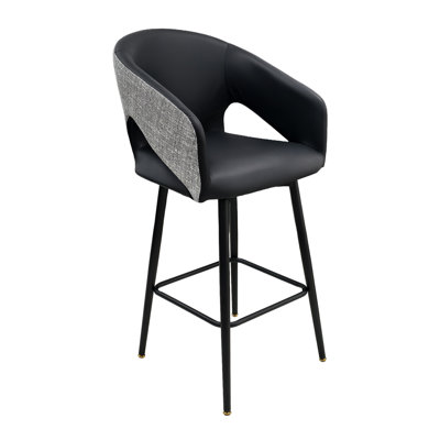 Tabourets de bar rembourrés modernes en cuir avec dossier haut et 2 chaises grises foncées