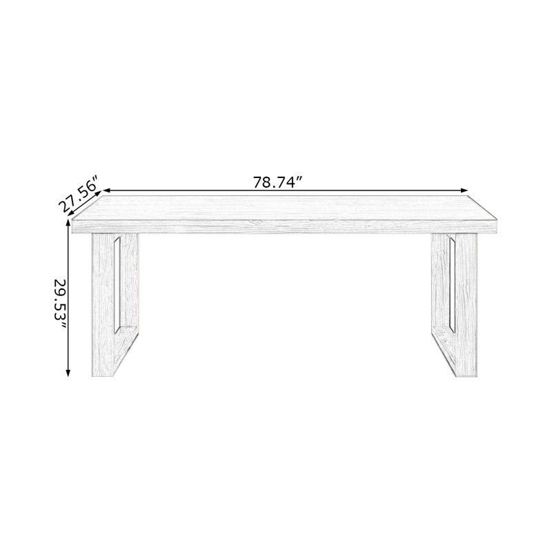 Light walnut Rectangular Solid Wood desk, 29.53" H x 78.74" W x 27.56" D