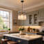 1-Light Cylindrical Glass Kitchen Island Pendant-757725632