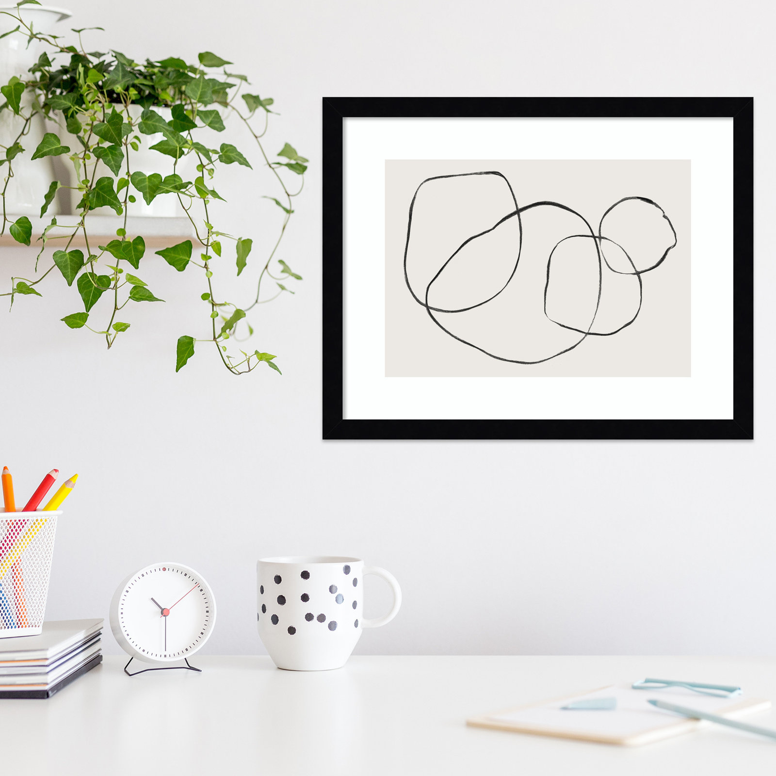 869 Going In Circles by Teju Reval, Noir Black Framed, 26" H x 33" W
