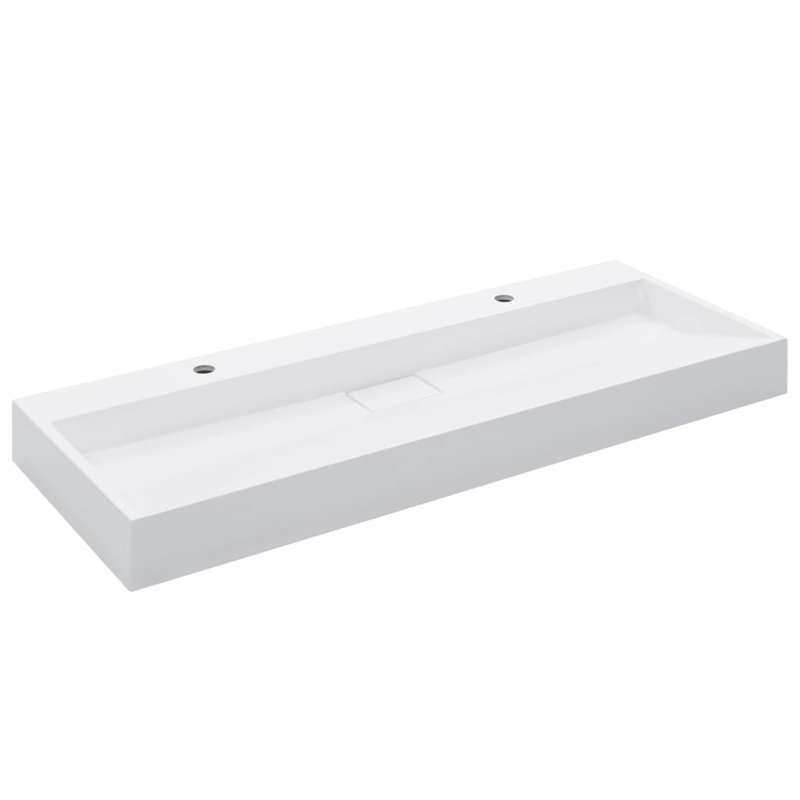 Belfry Bathroom Matanna White Ceramic Rectangular Sink, 2 tap holes, 1200 x 460 x 110 mm