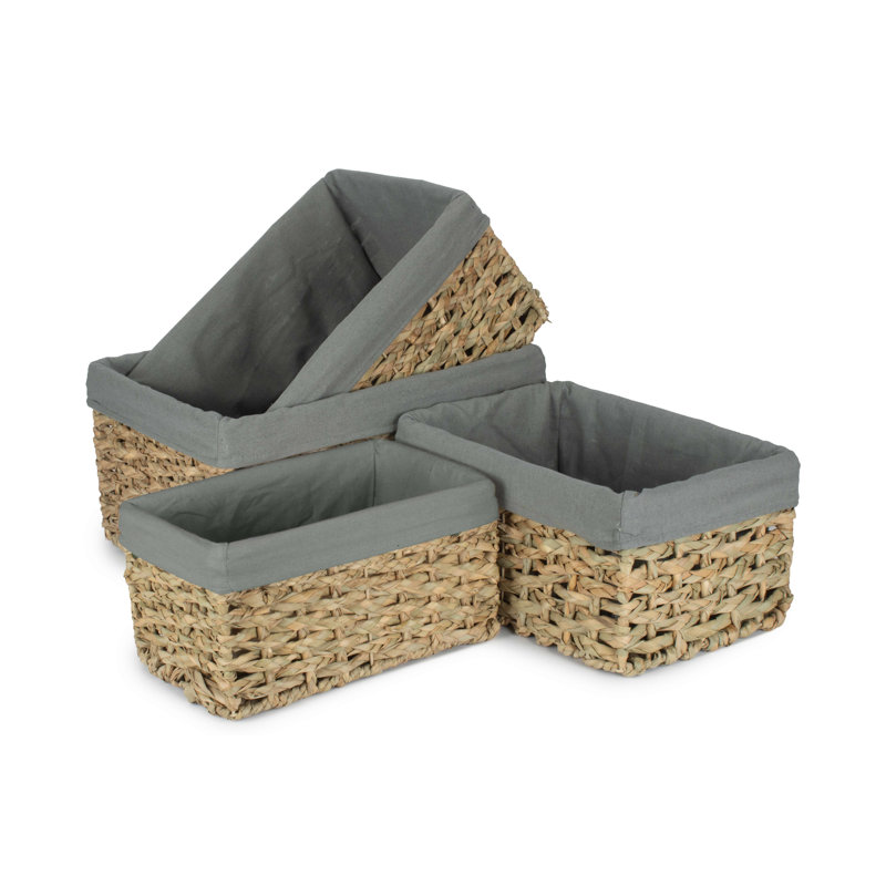 Fleur De Lis Living Wicker Decorative Basket, Grey Lining