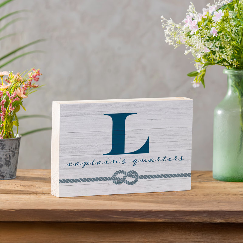 Capitaine en bois Coastal Monogram 12 "x 8"