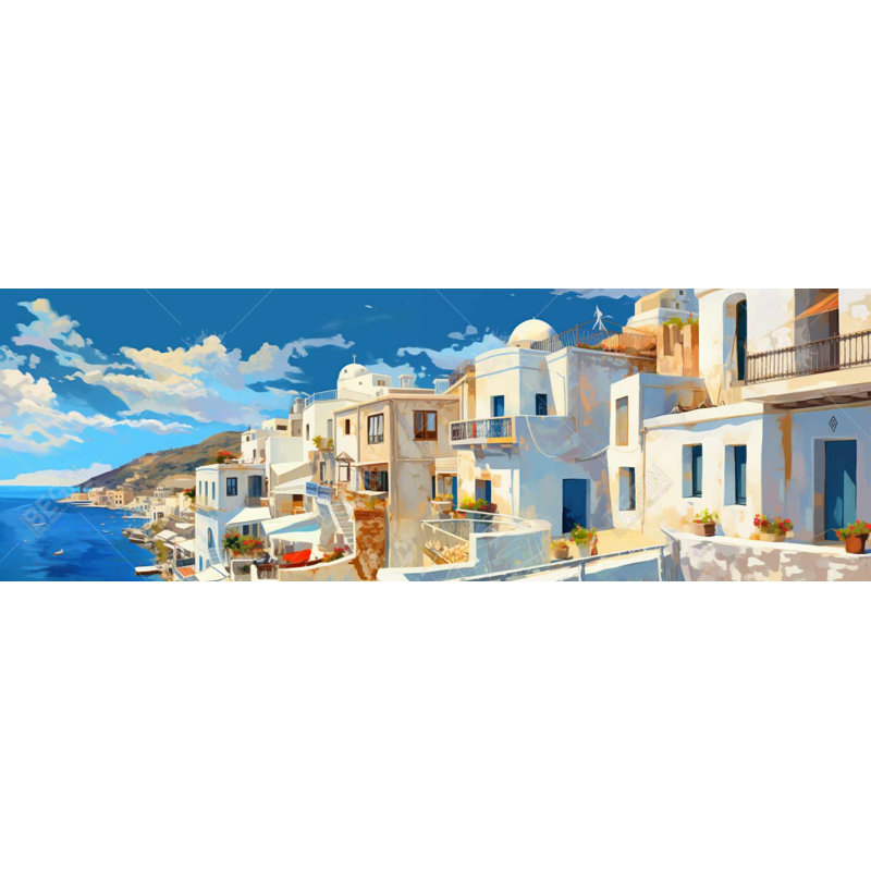 Grèce - mer bleue avec imprimé mat pour la décoration intérieure
