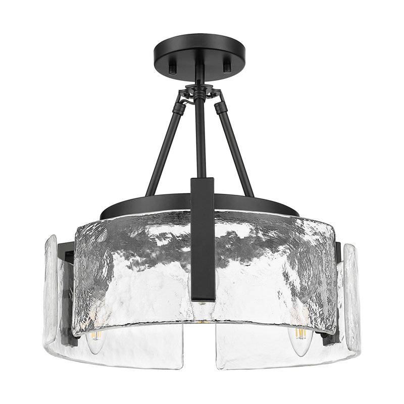 Plafonnier semi-encastré 3 lumières, Noir mat