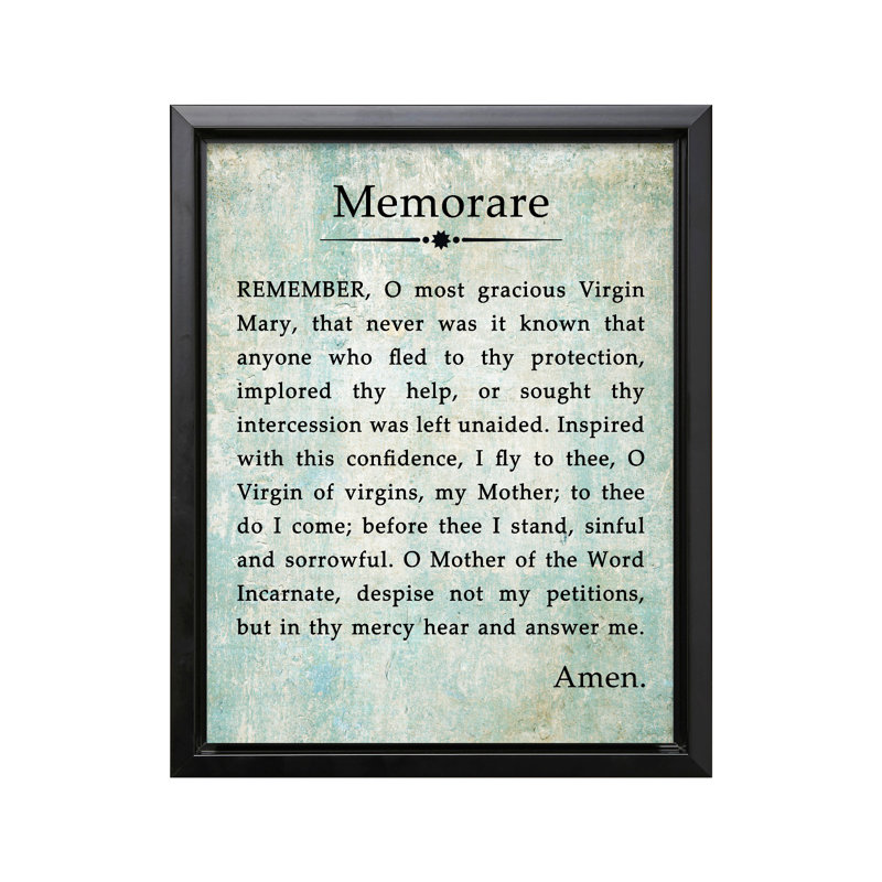 Memorare Prayer, Black Framed, Canvas, 11"H x 14"W