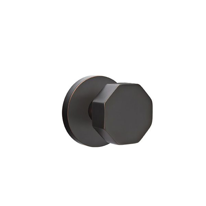Privacy Octagon Knob with Disk Rose, Oil Rubbed Bronze