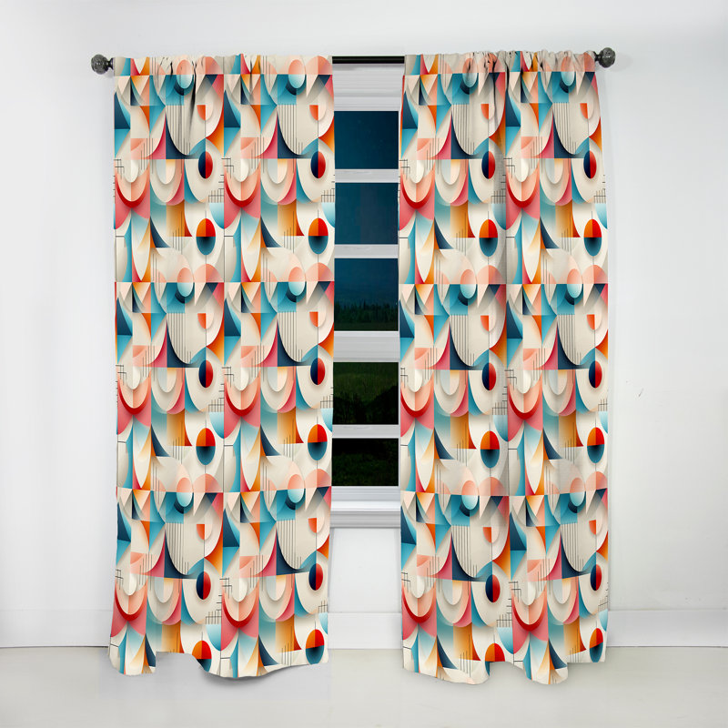 Motif géométrique cubique Vintage Revival - rideau obscurcissant géométrique abstrait - 1 panneau, L 52 po x L 84 po