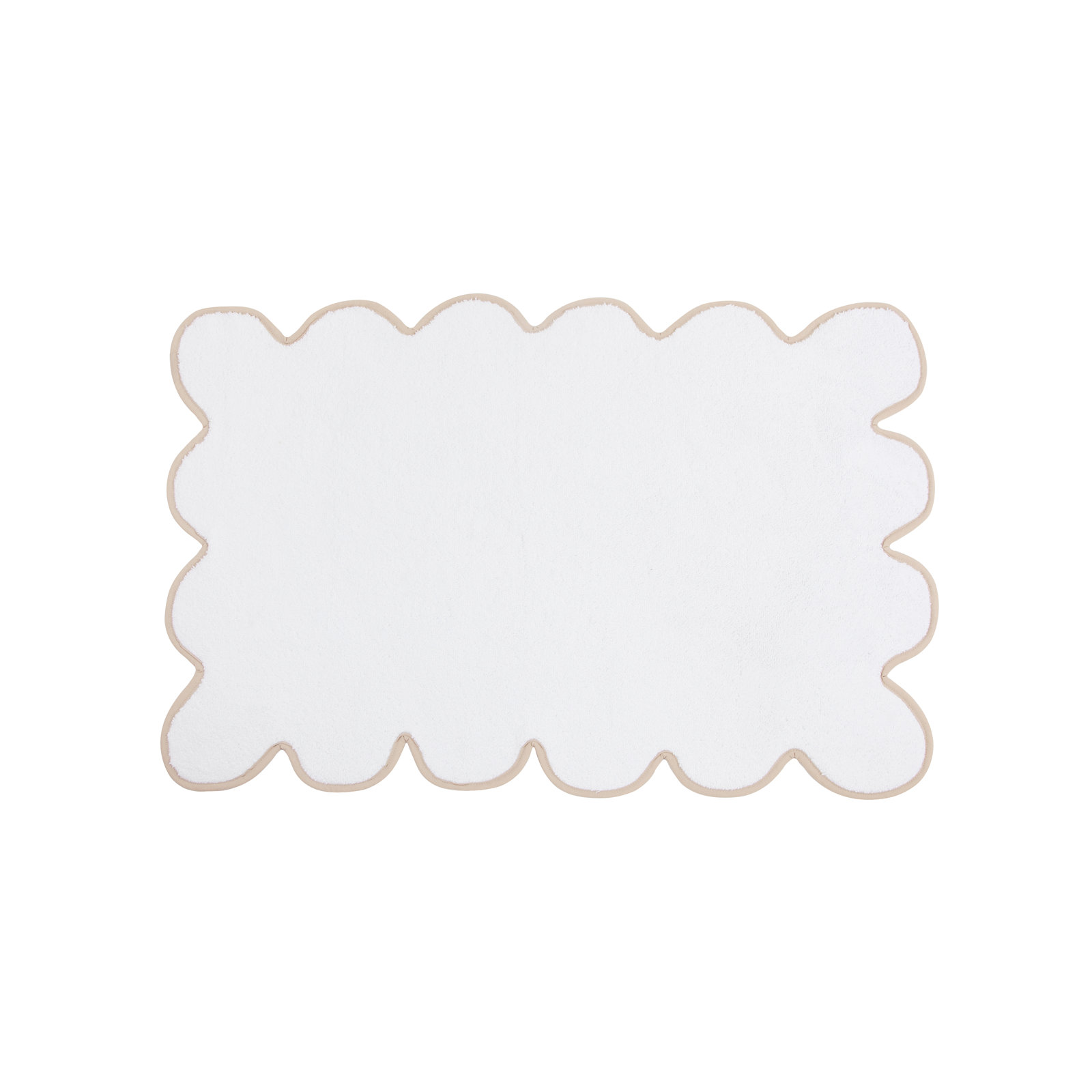 Scalloped Cotton Bath Mat, White/Gold