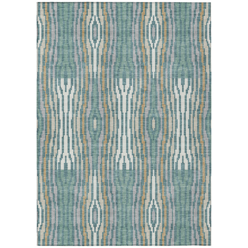 Machine Washable Indoor/Outdoor Chantille ACN2666 Modern Rug, Teal, 8' x 10'