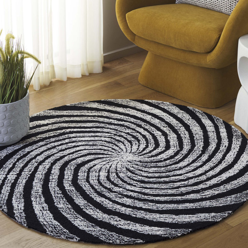 Nouveauté 201 80% laine; Tapis spiralé 20% coton, Rond 3 pi