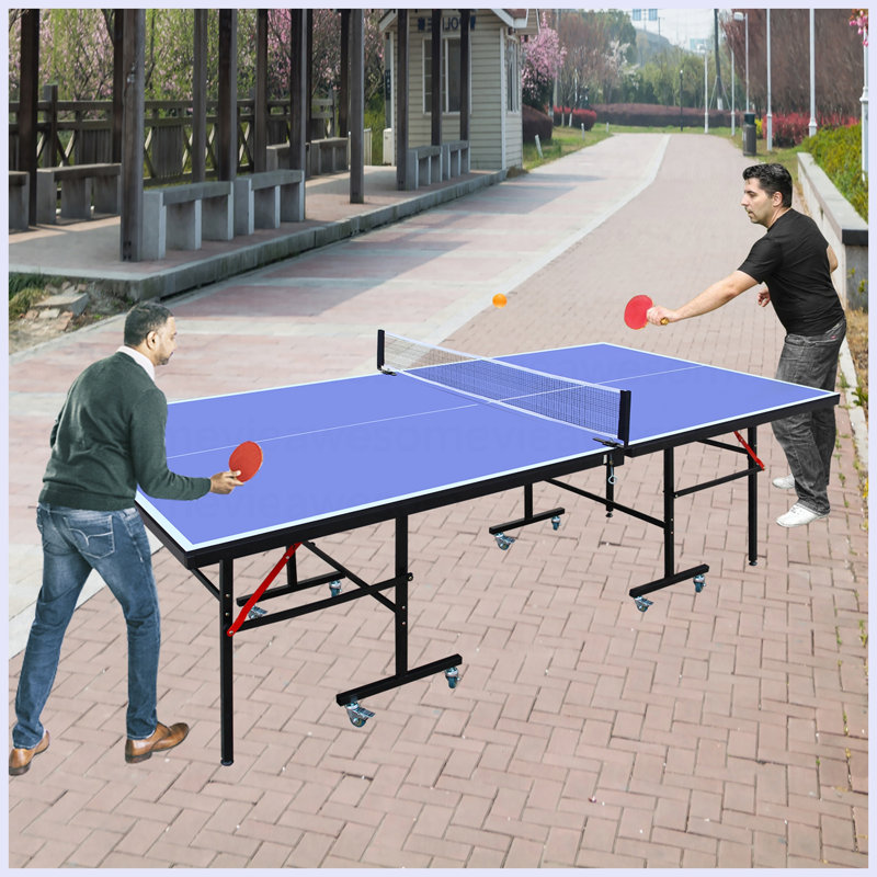 Ensemble de table de ping-pong pliable et portatif de 8 pieds de taille moyenne pour jeux de société avec filet, 2 raquettes de tennis de table et 3 balles