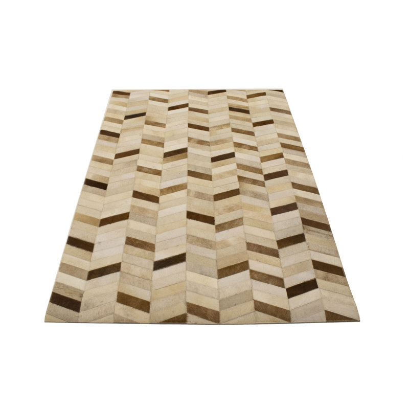 Tapis brun moderne en similicuir 4X6, Rectangle 4 pi x 6 pi