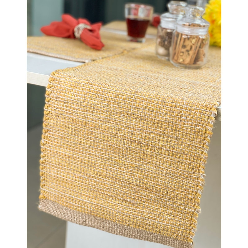 Chemin de table Pingham, 72 po x 13 po, Naturel / Or