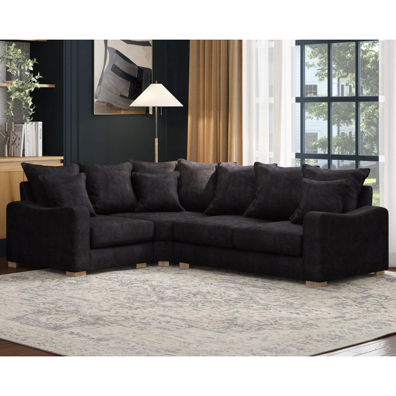 Theadford Corner with two seats, Scatter Back, Right Hand Facing, Dark Mink Polyester