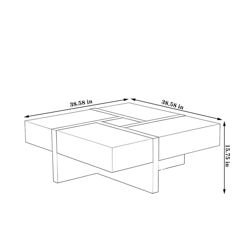 Table basse moderne en bois minimaliste, Noir