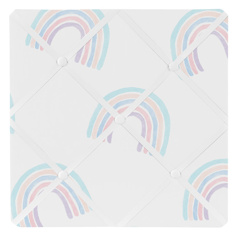 Pastel Rainbow Fabric Memo Board with Button Detail