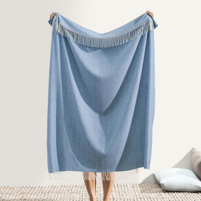 Italian Herringbone Throw, Chambray