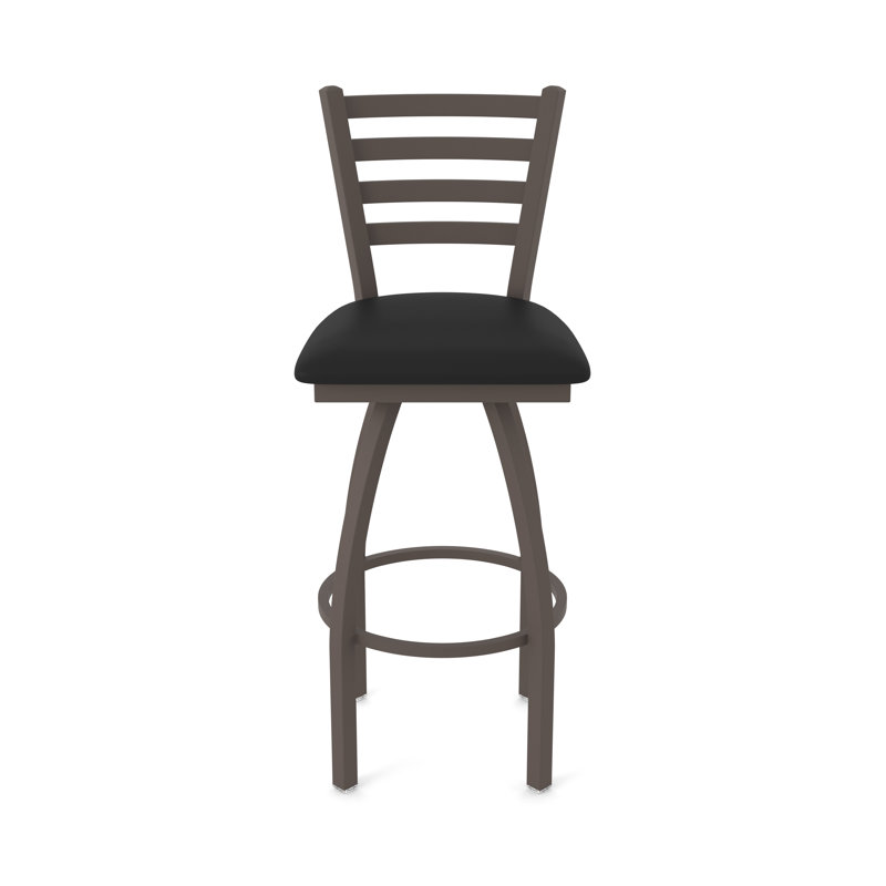 Tabouret pivotant Jackie, Bronze, Vinyle - vinyle noir, Tabouret de comptoir (siège d'une hauteur de 25 p